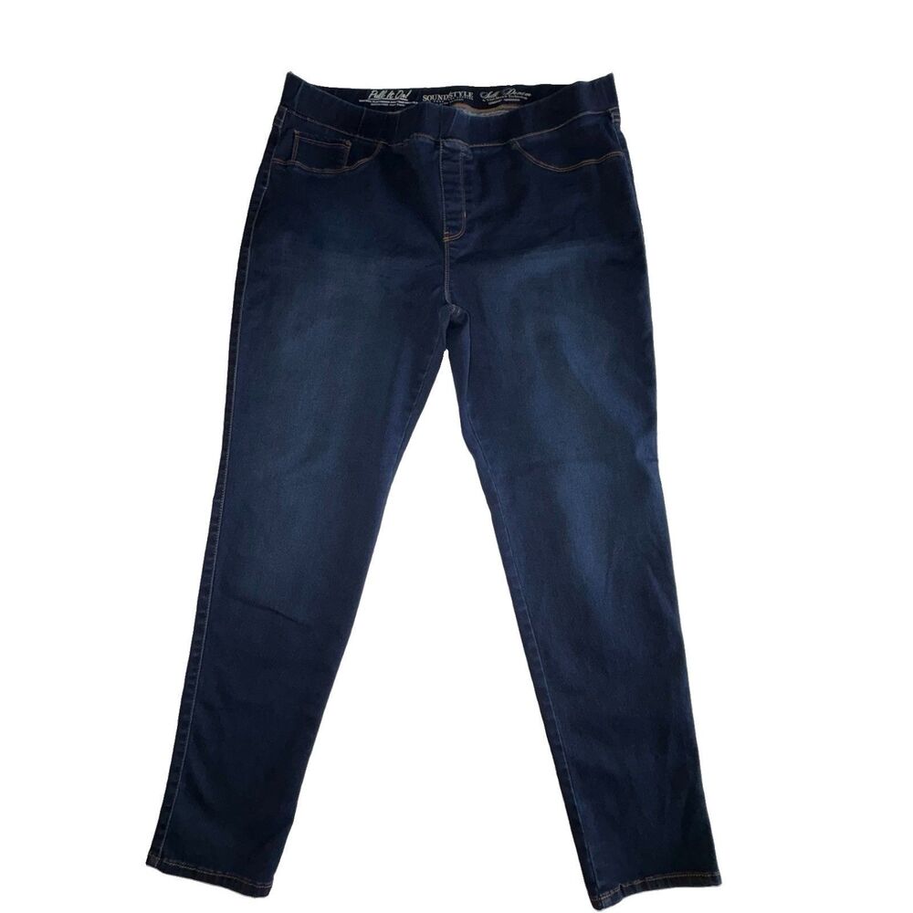 SOUNDSTYLE Women's Silk Denim Pull On Jeans Leggings Size XL  Style #9212